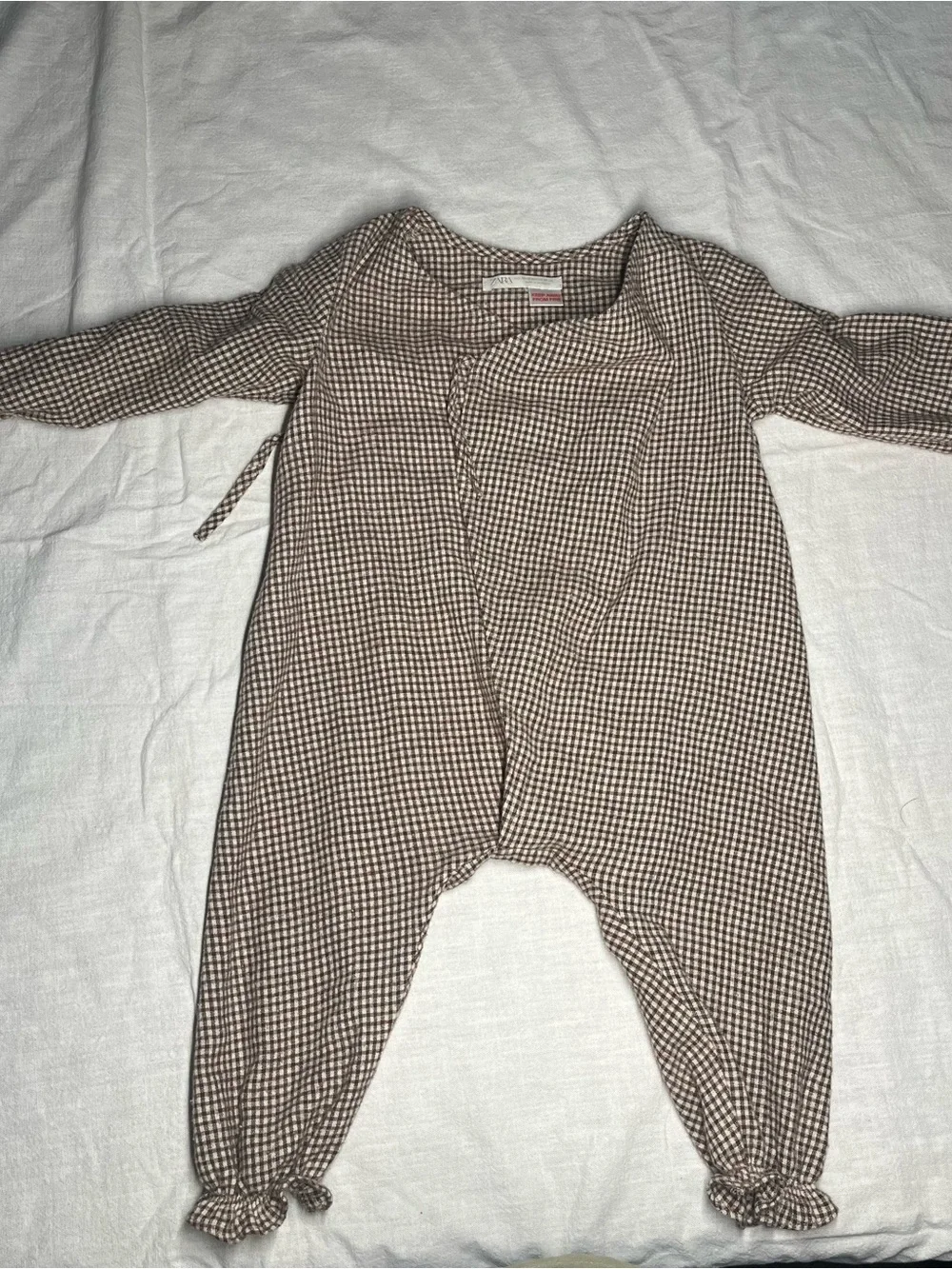 Zara Brown Gingham Wrap One-Piece Bodysuit